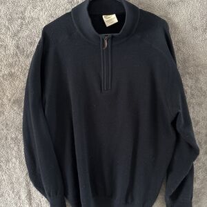 Ramblers Way Pullover Shirt Sweater Men 1/4 Zip XL Rambouillet Wool Black USA